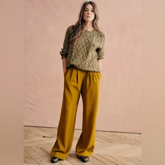 Sezane James Jumper Olive Chiné - Size S - Picture 4 of 16